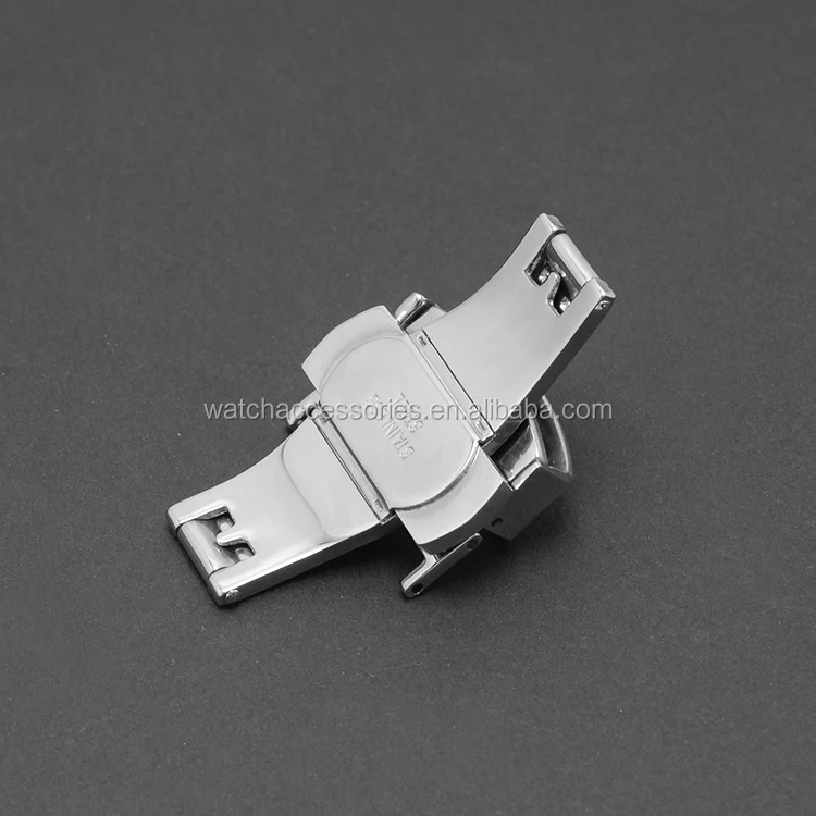 
wholesale price Custom butterfly stainless steel watch buckle Auto Push Button Clasp watchband buckle 