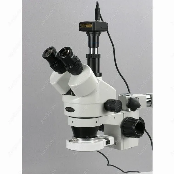 Dental lab AmScope Supplies 3.5X-90X Trinocular LED Boom Stand Stereo Microscope + 5MP Camera
