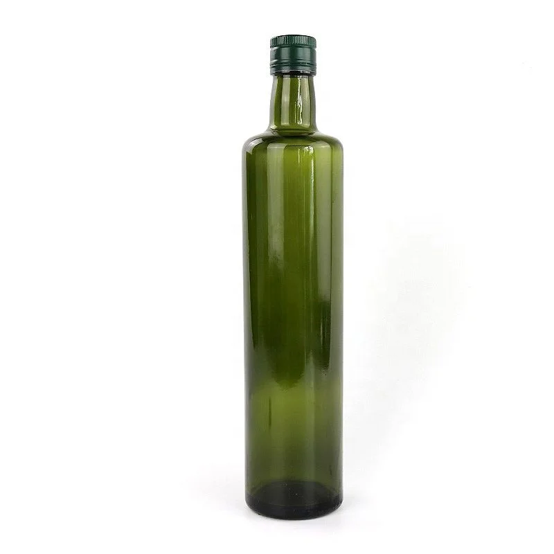 Factory wholesale 8 oz 16 oz 26 oz dark green glass olive oil vinegar round bottle for sunflower soybean corn