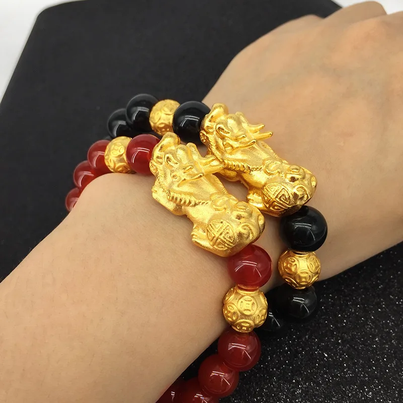 Vietnam Alluvial Gold Brave Troops Charm Man& Woman Lucky Pixiu Beads Bracelet Wholesale Gifts For Women