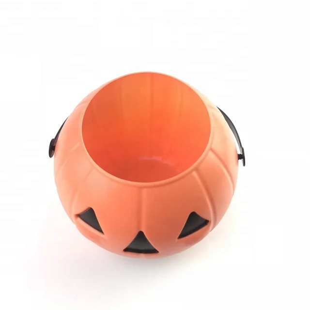 
Hot sale plastic halloween pumpkin candy bucket/pail/barrel 