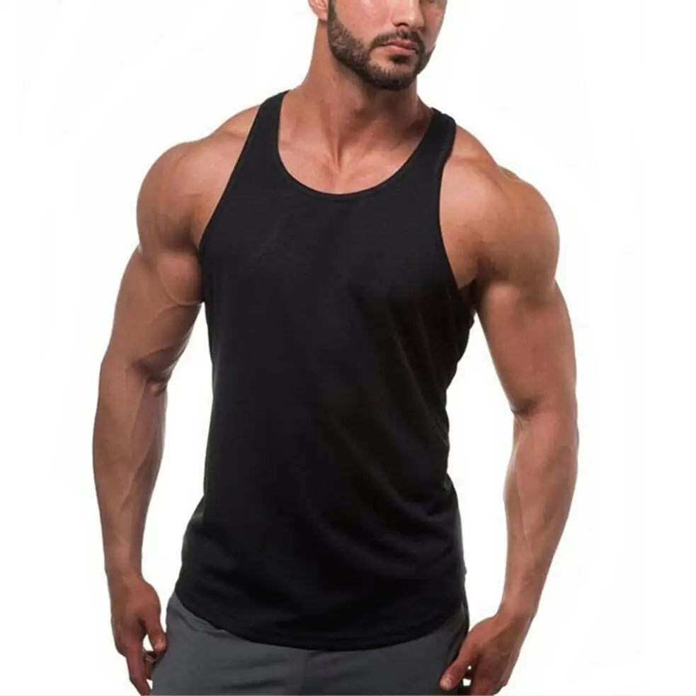 Good price OEM 100 cotton custom logo blank casual mens vest black tank
