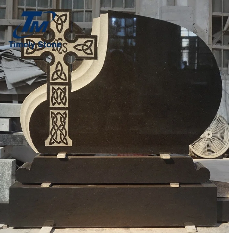 
Irish black granite cemetery grave carved tombstone gravestone celtic cross headstones monument 