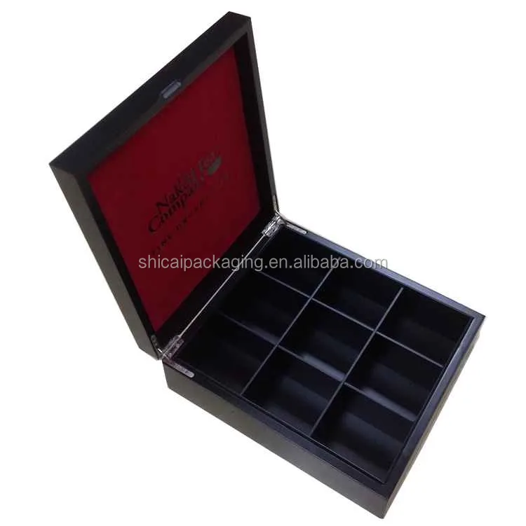 
9 Compartments Deluxe Wooden Tea Box With Lid 