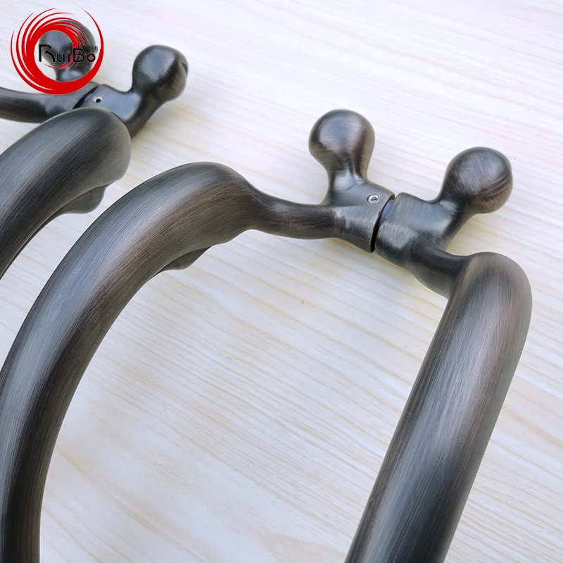 RB-127 copper door handle for door made by carving