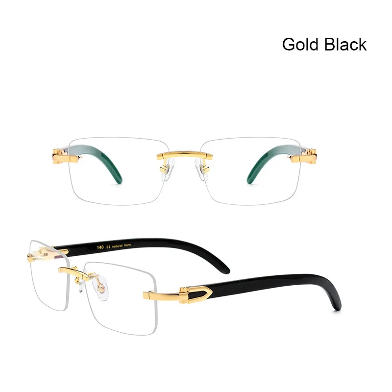 YTSBL8100907 fashion custom natural buffalo horn sunglasses retro rimless square glasses anti-UV sunglasses 2021