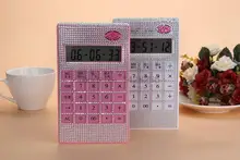 cute calculator with rhinestones Fashion Diamond and music Calculator transparent botton as gril gift hotsell freeshipping