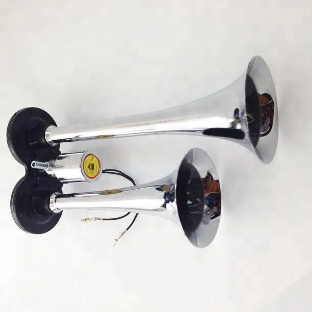 Chrome Zinc Dual Trumpet Air Horn for Any 12V Vehicles Trucks Lorrys Trains Boats Cars Vans
