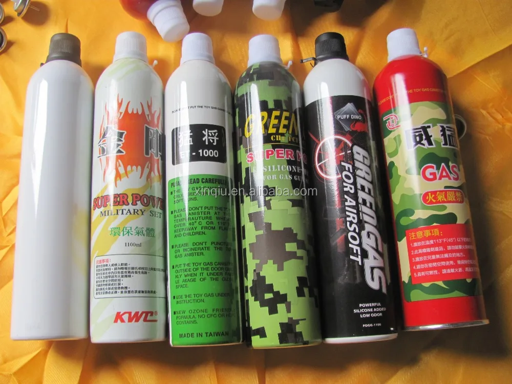 
War game type 1100ml green gas/aerosol can 