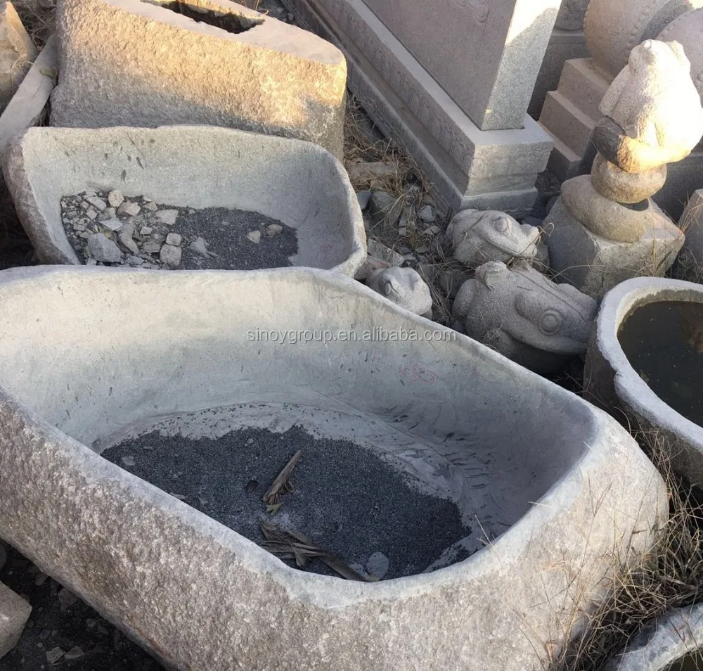 Natural black stone troughs