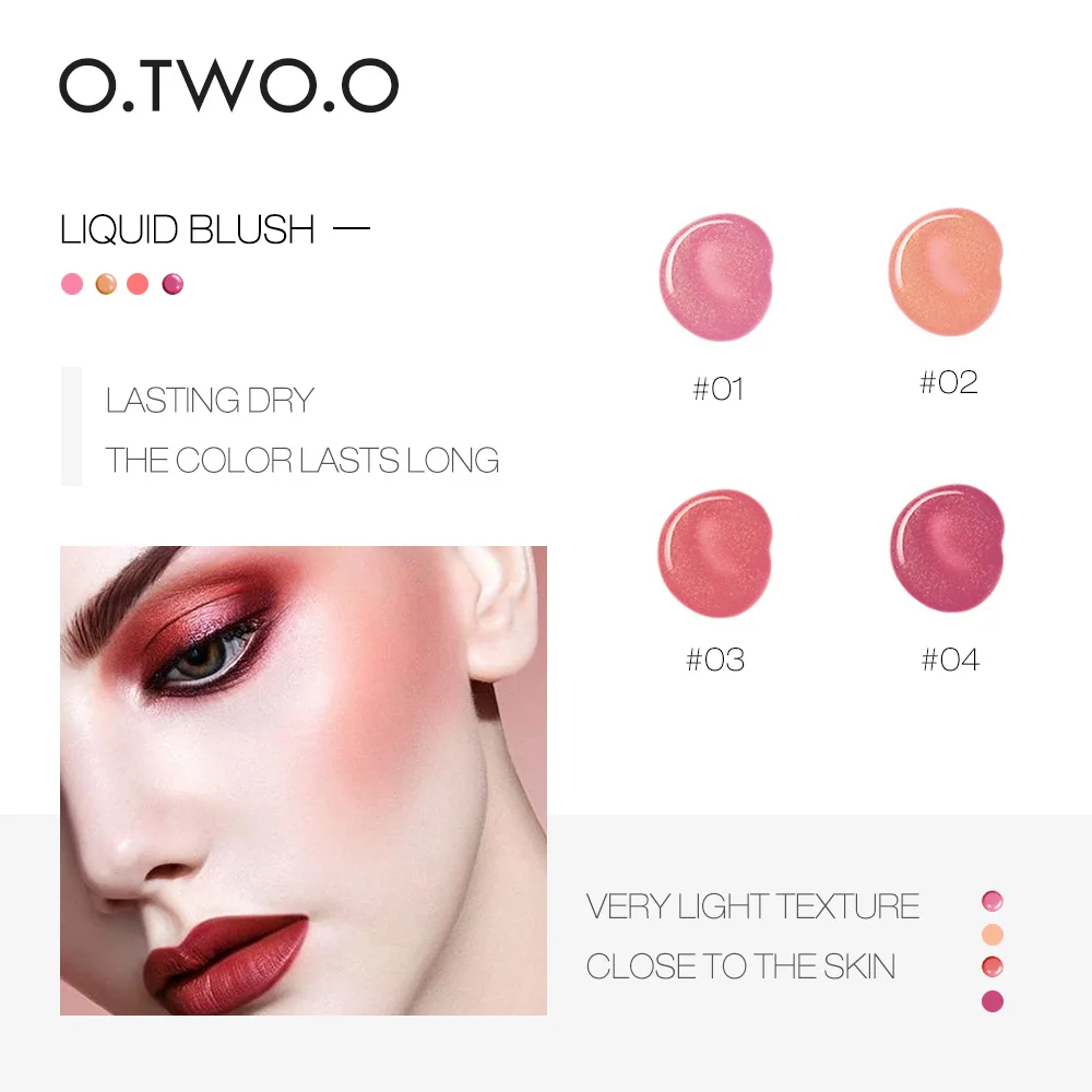 O.TWO.O Makeup Blusher Cream Smooth Silky Blush Colors Long Lasting Natural Cheek Liquid Blusher
