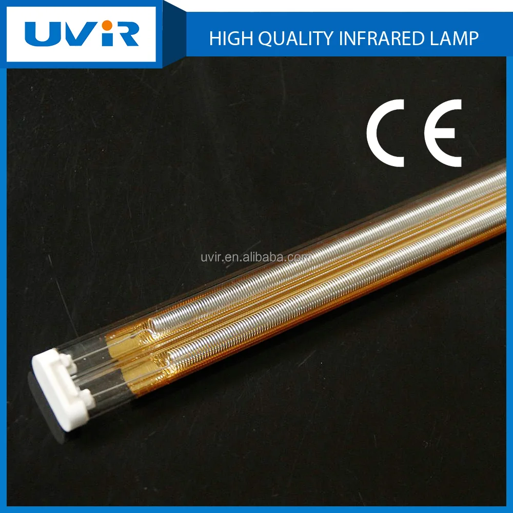 Gold twin tube mediumwave infrared heater for powder coating IR lamp