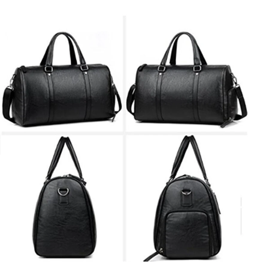 
Pu leather duffel duffle bags travel holdall sport luggage weekender bag with shoes compartment 