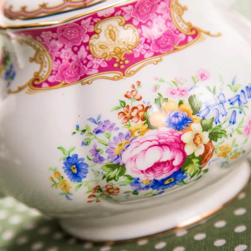 British Style Girls Like Vintage Fine Bone China Gold Rim Ceramic Tea Pot