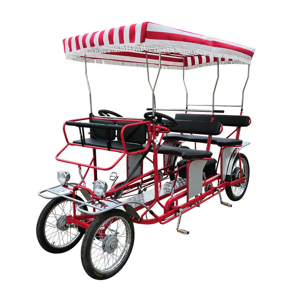 MANUFACTURER BEST QUALITY Surrey Sightseeing 4 seater  TANDEM Bike with led lights  special transportation BICYCLE