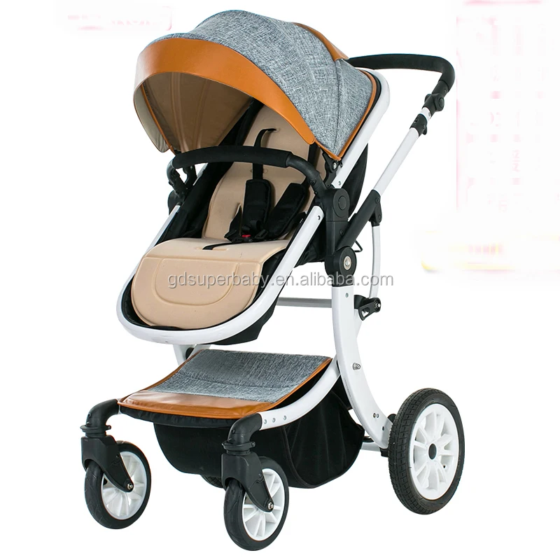 Super fashion high quality landscape leather luxury deluxe baby strollers baby pram 2 in 1
