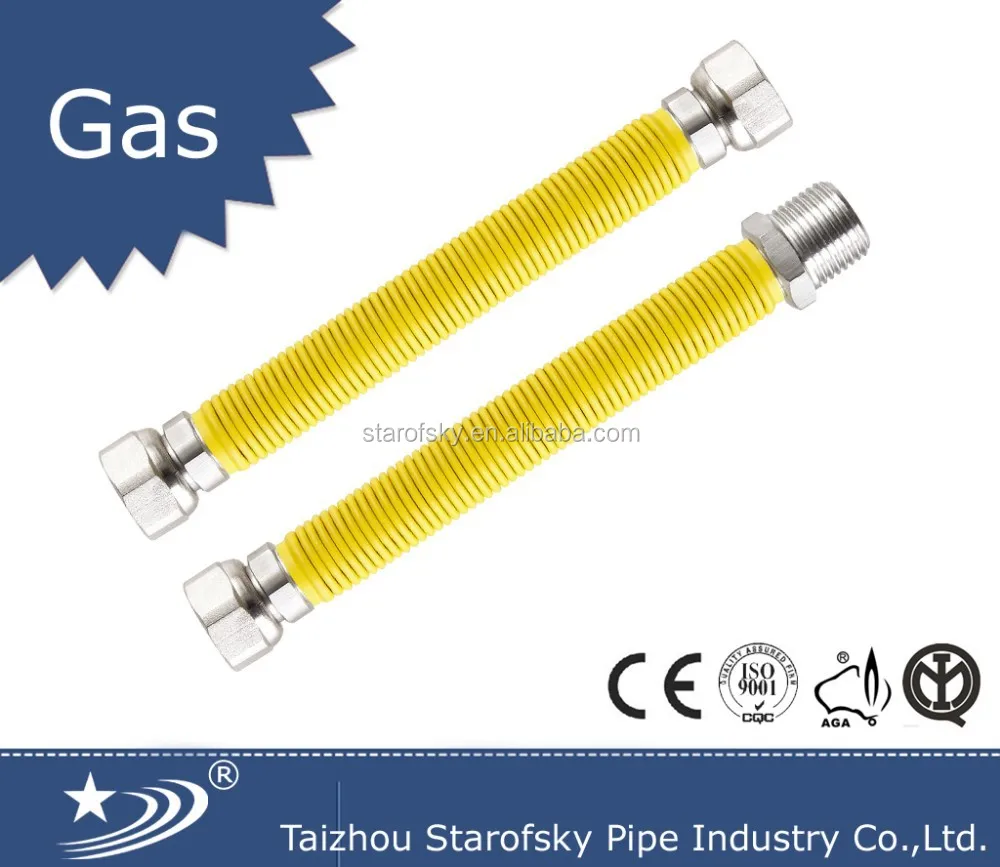 
Gas Pipe with yellow covering and brass nut 