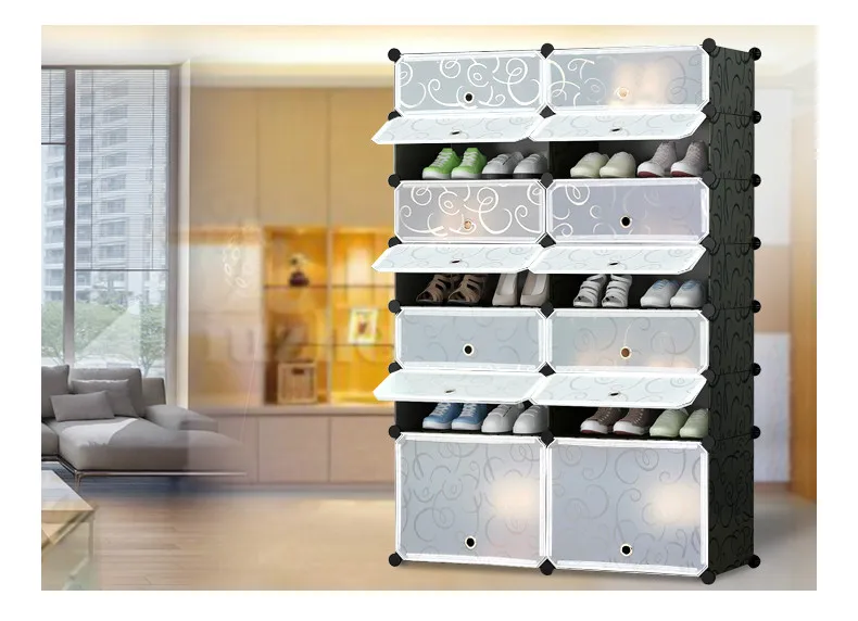 Portable Shoe Rack Organizer 48 Pair Tower Shelf Storage Cabinet Stand Expandable for Heels, Boots, Slippers