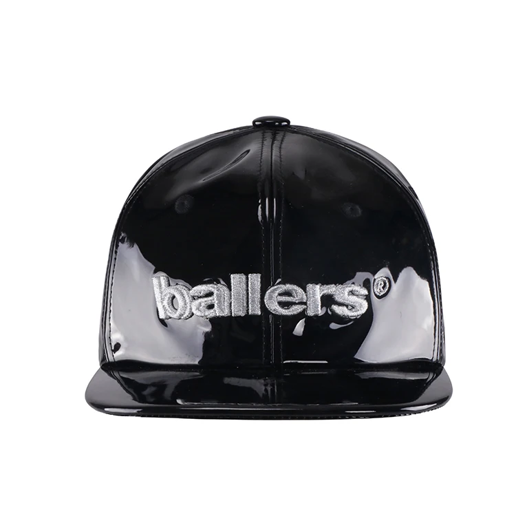 Hip Hop Caps For Men Black New Style Fashion Design Black Leather  Snapback Hat Wholesale Black Patent Leather Snapback Cap