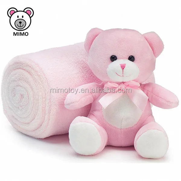 
Pretty Kids Polar Fleece Soft Plush Blue Color Teddy Bear Baby Blanket Set Fashion 2018 New Cute Animal Baby Swaddle Blanket 