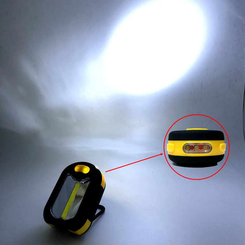 mini portable magnetic work light 3 W COB LED AAA Battery with Stand hook for camping repairing DIY lamp factory cheap price