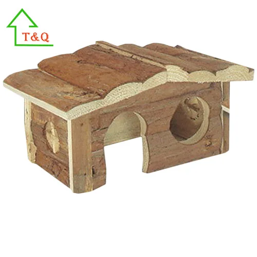 Wooden Pet Houses Small Animal Hut Bark Hamster Cages