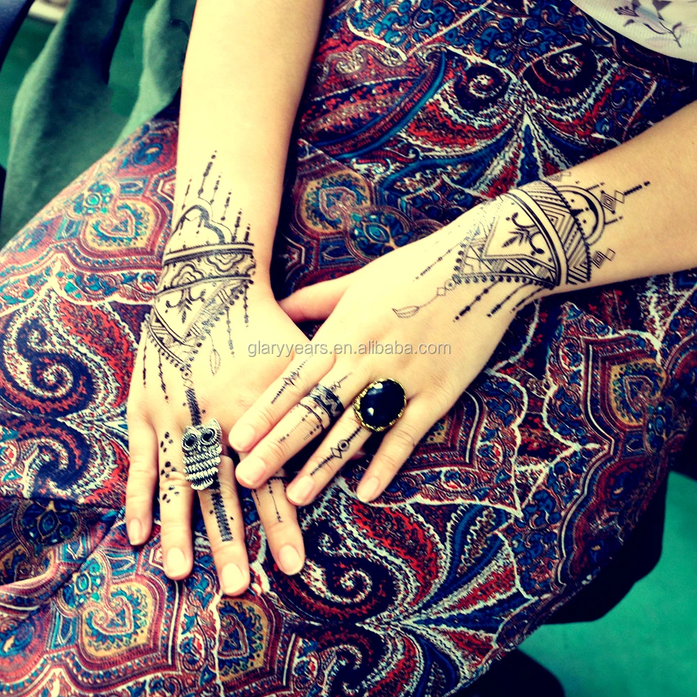 Custom Arabic Henna Black Temporary Tattoo Sticker Makeup Tool