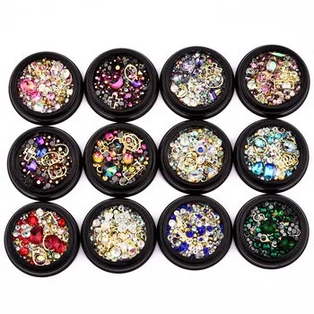 ShiningLife Brand 2018 Hot sale rhinestone and metal frame mix 12colors mix size rhinestone and  frame