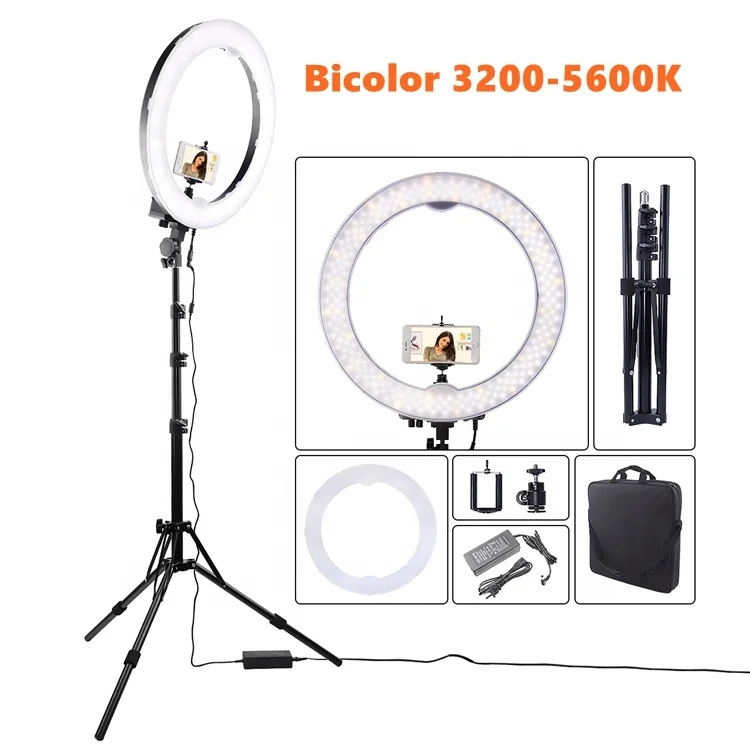 18 inch 65W makeup lamp modern 3200-5600K color changing tik tok ring light led lighting kit bicolor for video