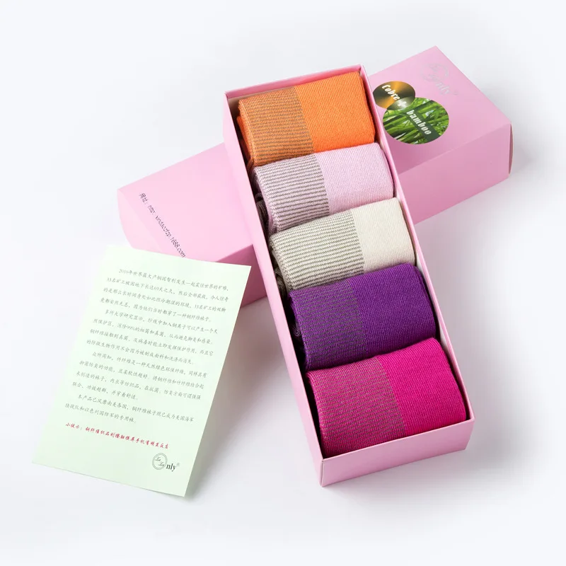 Wholesale Crew Women Cotton Floor Socks Hosiery Breathable Ladies Bamboo Copper Happy Student Cotton Young Girl Tube Women Socks