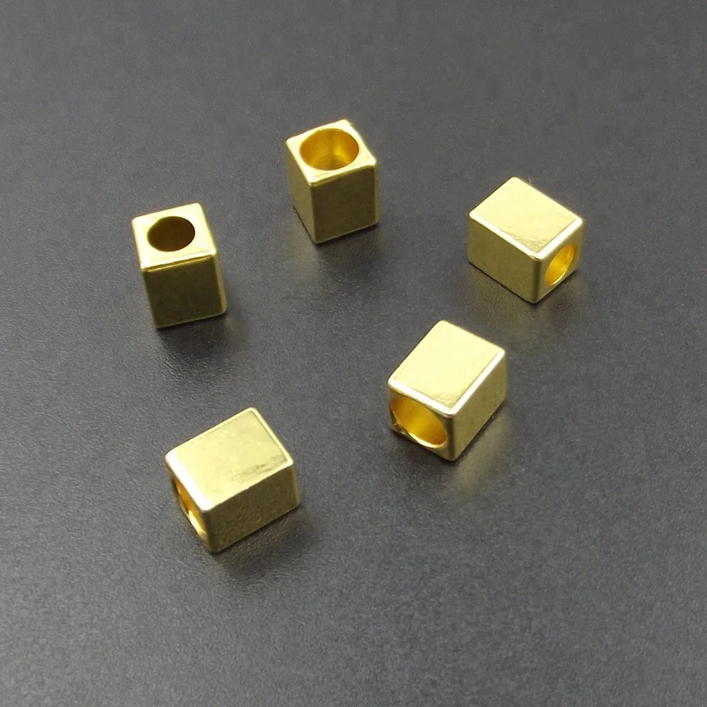 Cord End cuboid Gold/Silver Alloy string  End Stoppers For swimwear