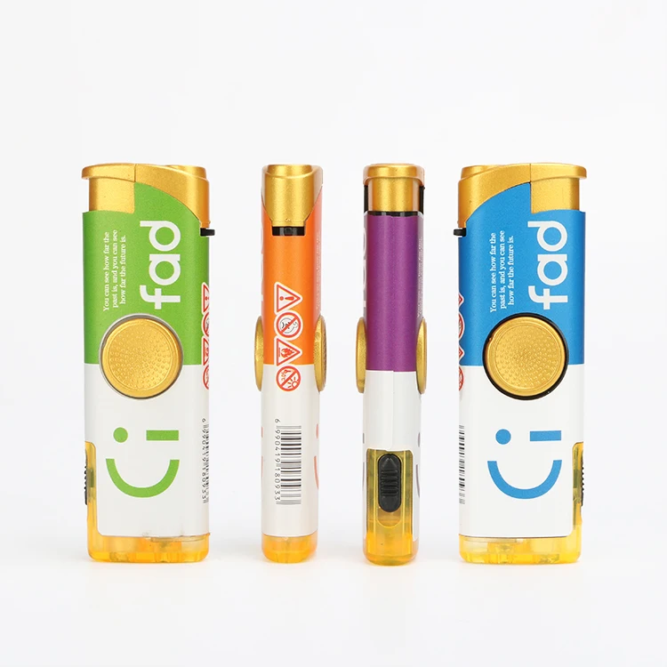 cheap price windproof finger spinning top refillable electronic flash light lighter