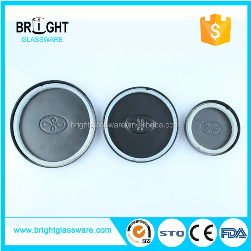 Factory cheap price size customized candle jar black embossed metal lid