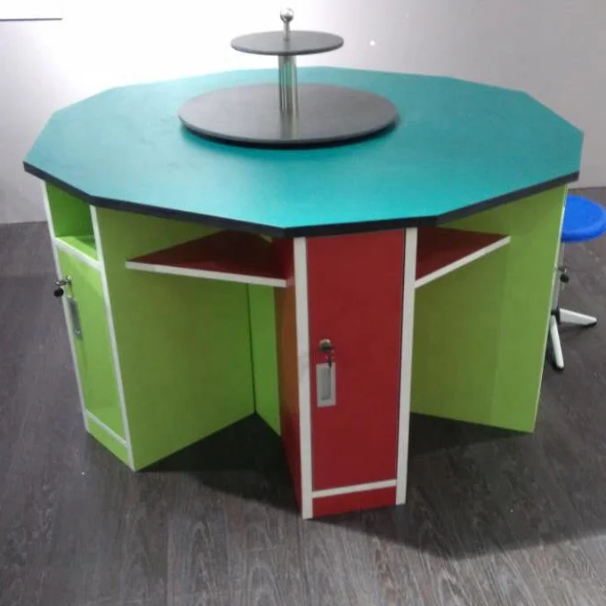 school lab hexagon resin board lab table science laboratory team work table for sale
