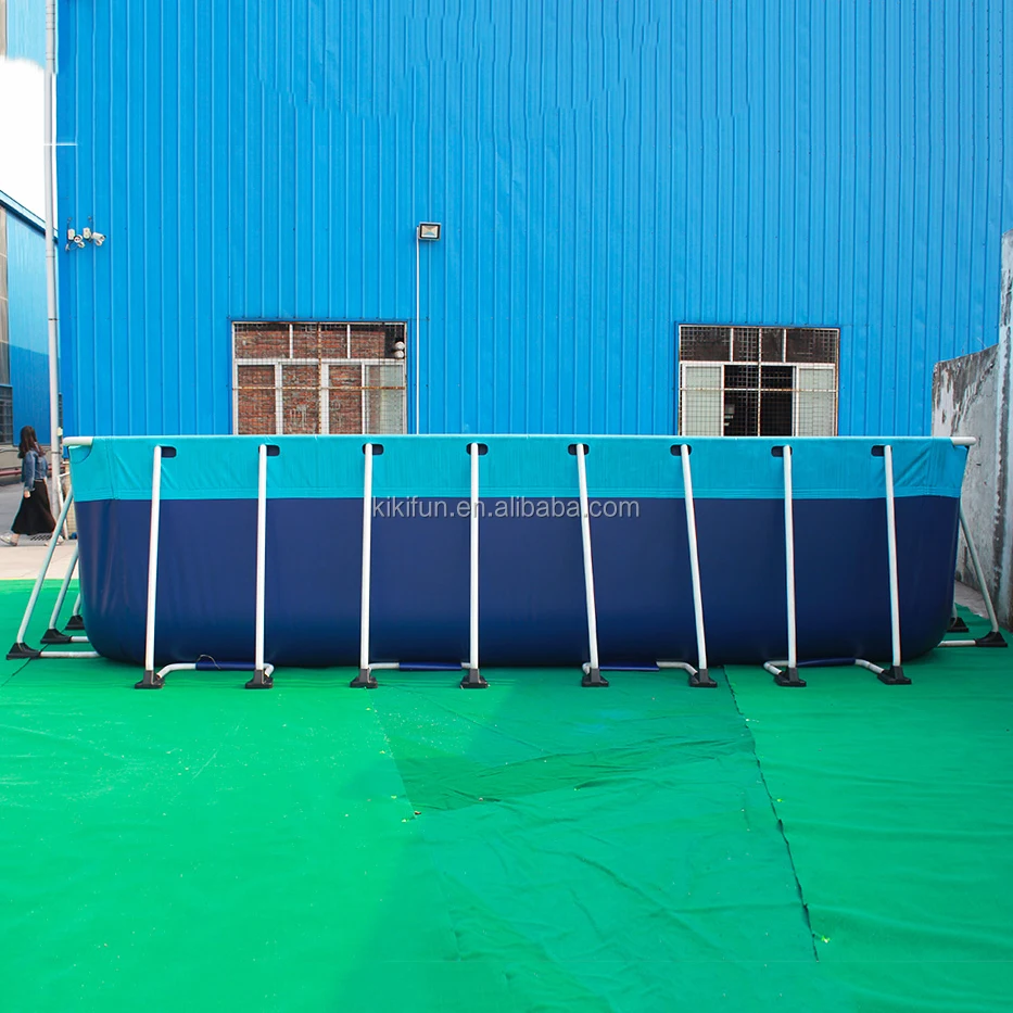 Durable PVC 0.9 tarpaulin rectangular above ground swimming pool with water toys floats / China swimming pool equipment for sale