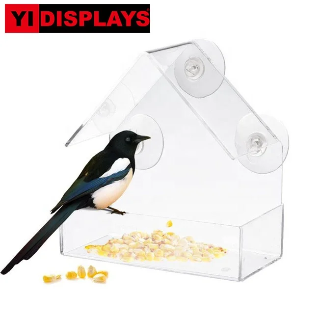 Novelty clear acrylic window bird feeder humming bird feeder bird food feeder