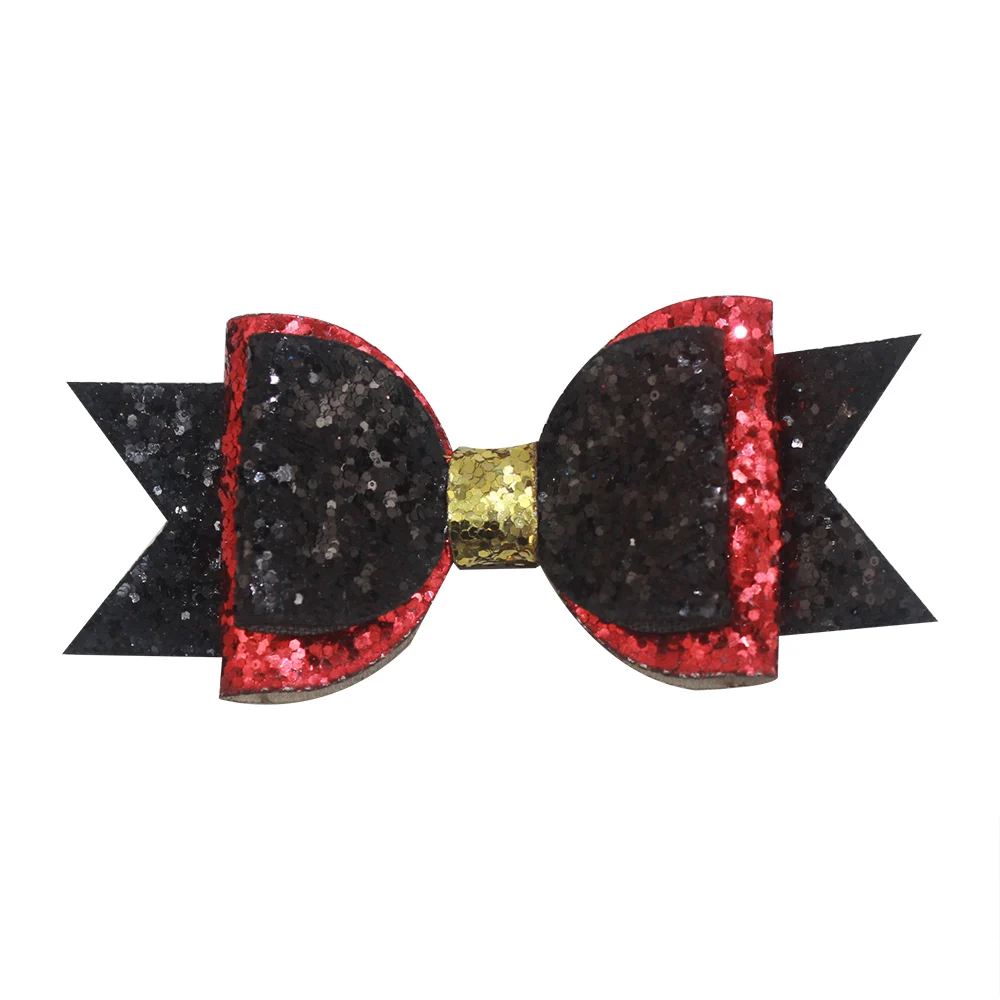 4 inch glitter hair bows sequin hair clip for baby girls