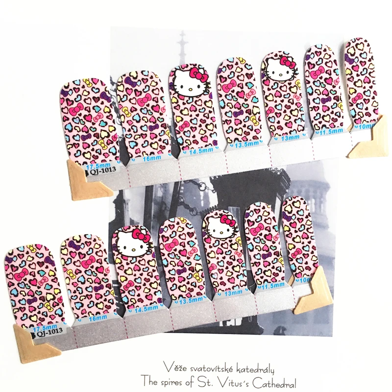 Pink White heart cat child Nail Arts Nail Sticker Waterproof Nail Decal Sticker Gel Polish French