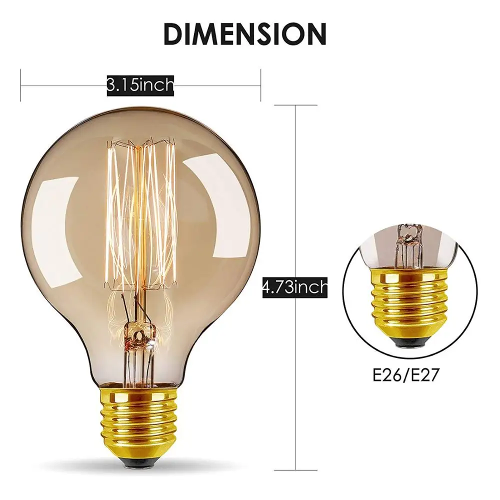 2021 high quality G80 vintage filament incandescent edison light bulb for home cafeteria decoration