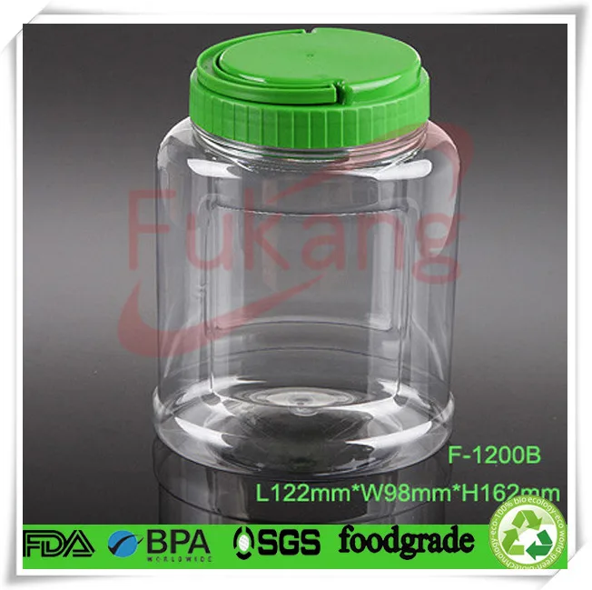 1300ml food grade clear octagon plastic pet bottle with cap, plastic jars for candy nut gift wholesale made in China supplier