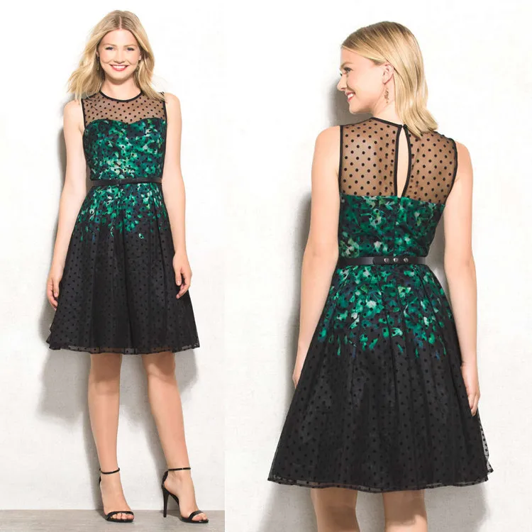 
High quality fashion clothing factory direct custom summer ladies office formal wear career black lace overlay dress 