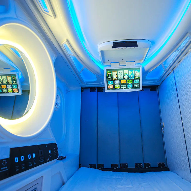 home use modern fashionable kids bunk bed with somatosensory games TV, Capsule Bed hostel beds metal bunk