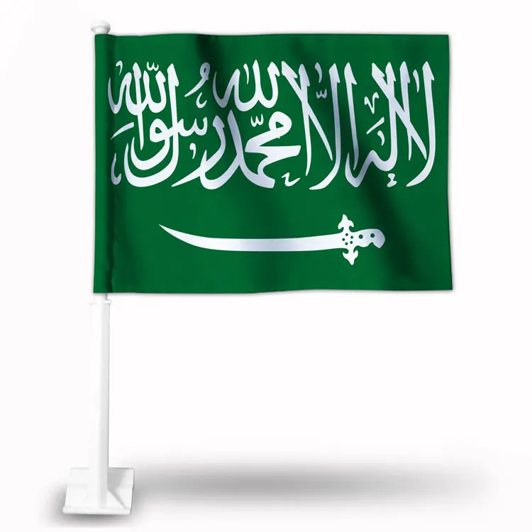 30x45 CM Saudi Arabia car window Polyester flag with plastic pole customizable