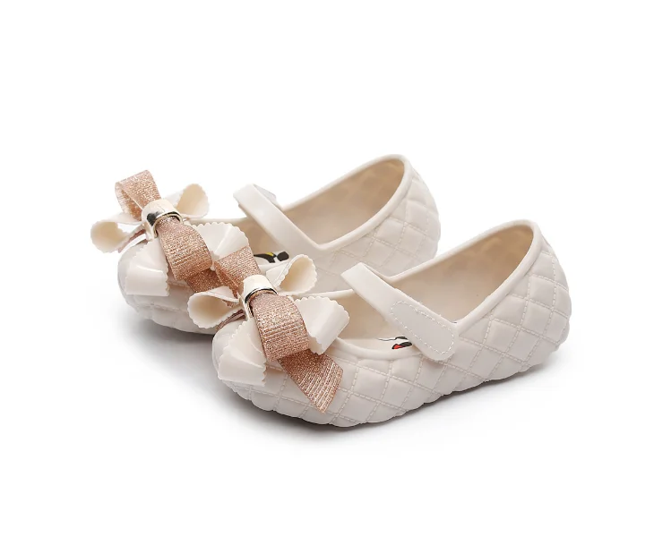 
2019 check pattern mickey bow knot jelly shoes for kids 