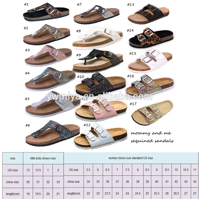 AM-678 Latest Hot selling Alice Moon In stock ladies buckle sandals wholesale sequined beach flip flop for kids & women