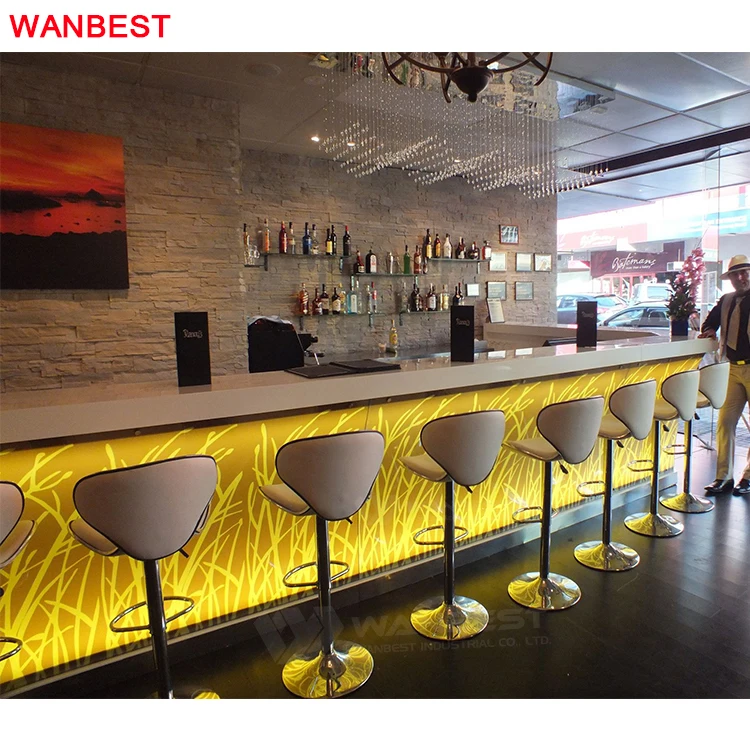 Современная портативная Ресторан ночной клуб мебель из искусственного камня СИД барная стойка