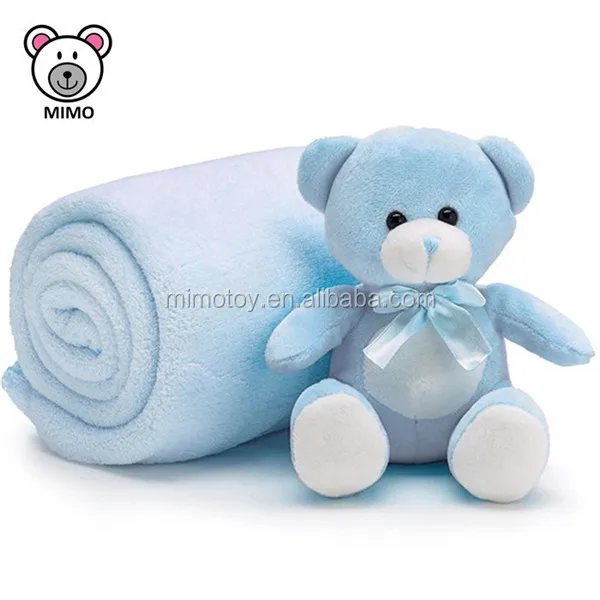 
Pretty Kids Polar Fleece Soft Plush Blue Color Teddy Bear Baby Blanket Set Fashion 2018 New Cute Animal Baby Swaddle Blanket 
