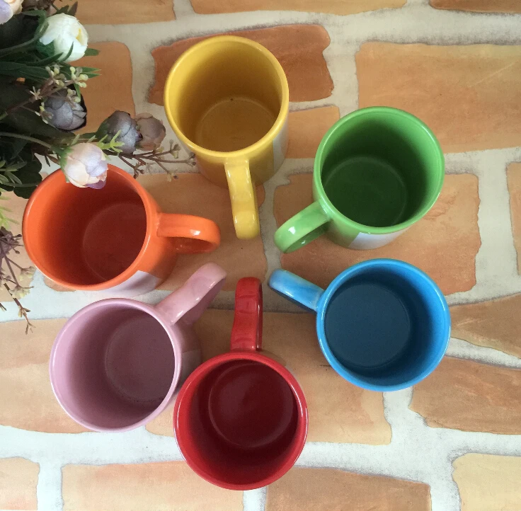 Most Popular Colorful Ceramic Mug With Heart Shape Handle