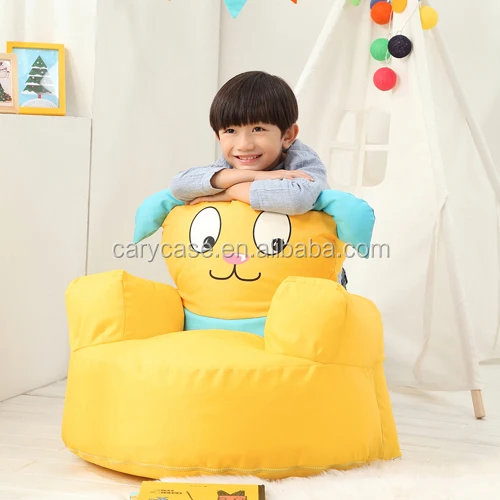 silk screen print yellow cartoon bean bag chair, lovely fancy beanbag sofa seat cushion
