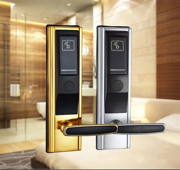 Temic 5557 & 13.56mhz Card key with Free software electronic hotel key card handle door locks